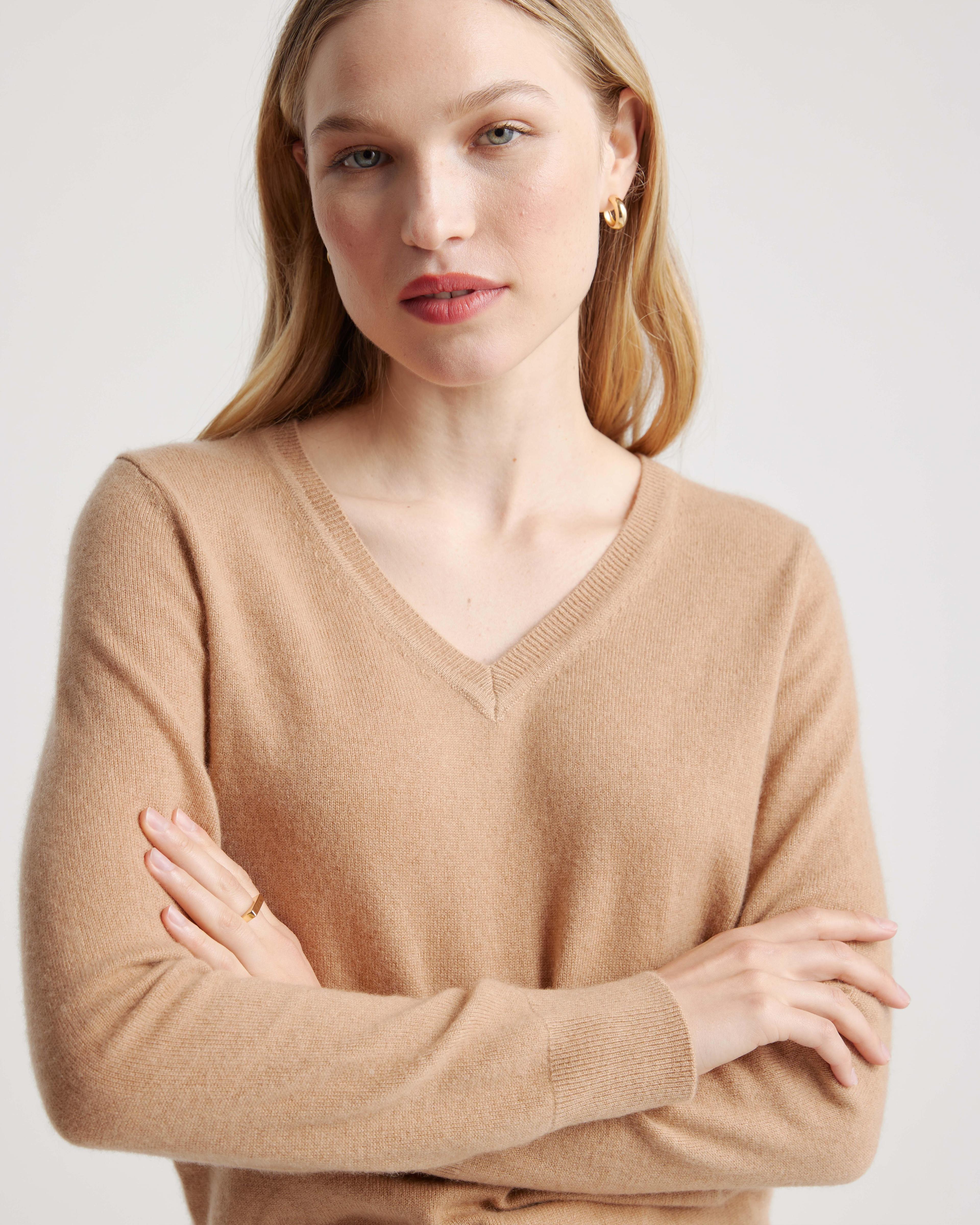 The $50 Cashmere V-Neck Sweater | Quince Product Image