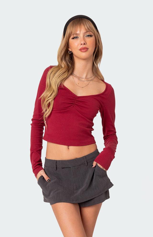 Edikted Women's Nat Ruched V Neck Top Product Image