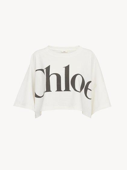 Cropped boxy logo T-shirt in cotton jersey Product Image