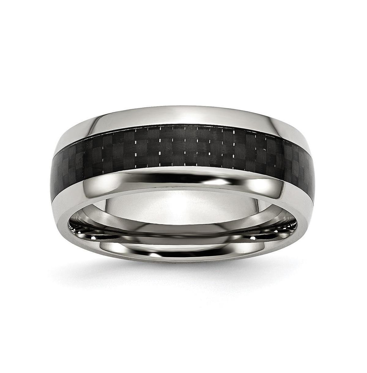 Chisel Stainless Steel Polished Black Carbon Fiber Inlay 8mm Band Ring Product Image