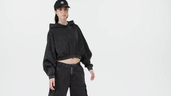 Washed-Out Crop Oversized Hoodie Product Image