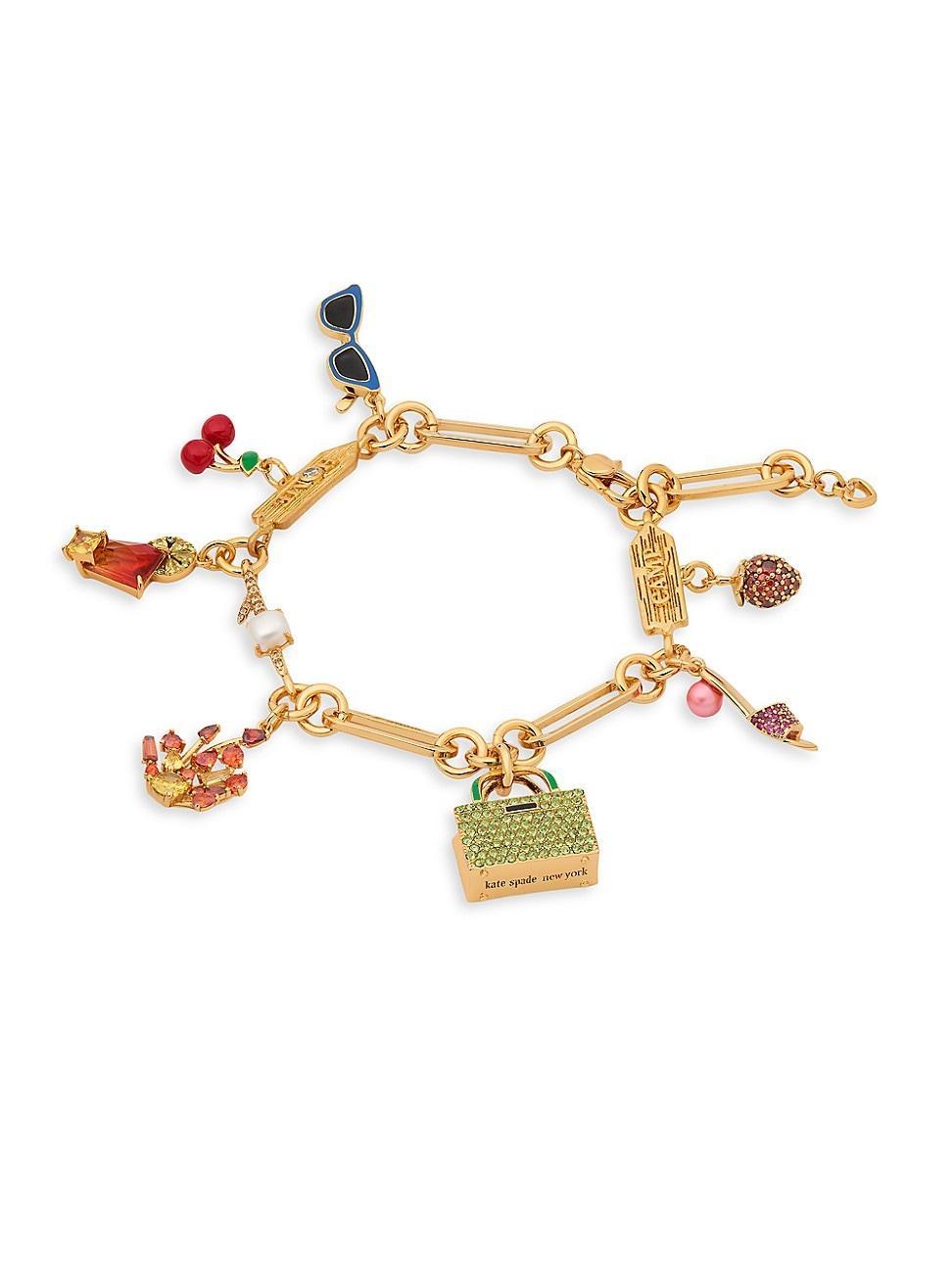 Womens Goldtone & Mixed-Media Charm Bracelet Product Image