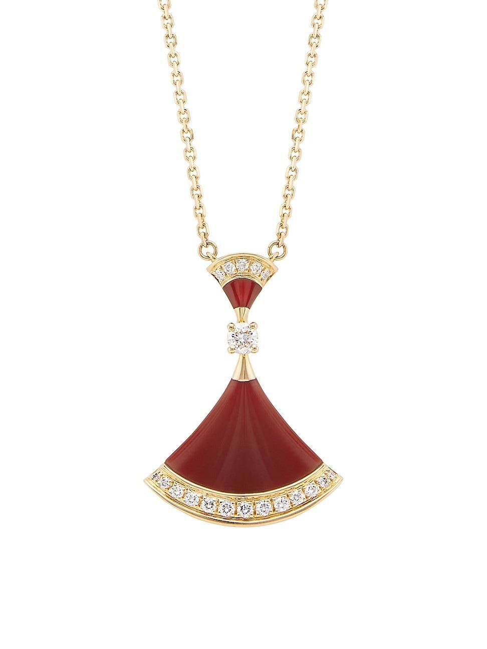 Womens Divas Dream 18K Rose Gold, Carnelian & Diamond Pendant Necklace Product Image