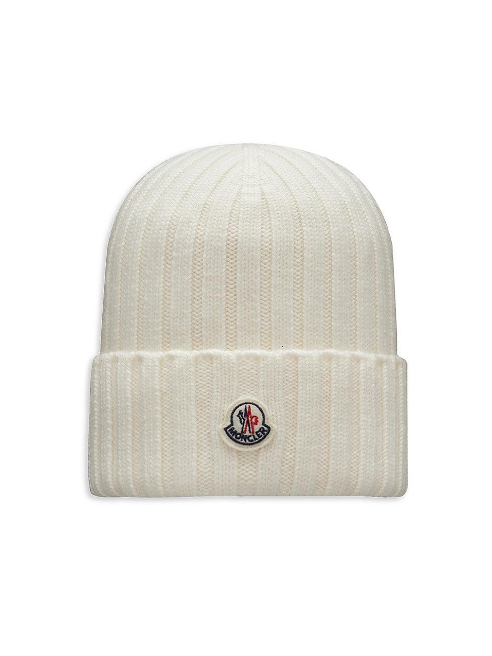 Womens Wool Ribbed Knit Logo Beanie Product Image