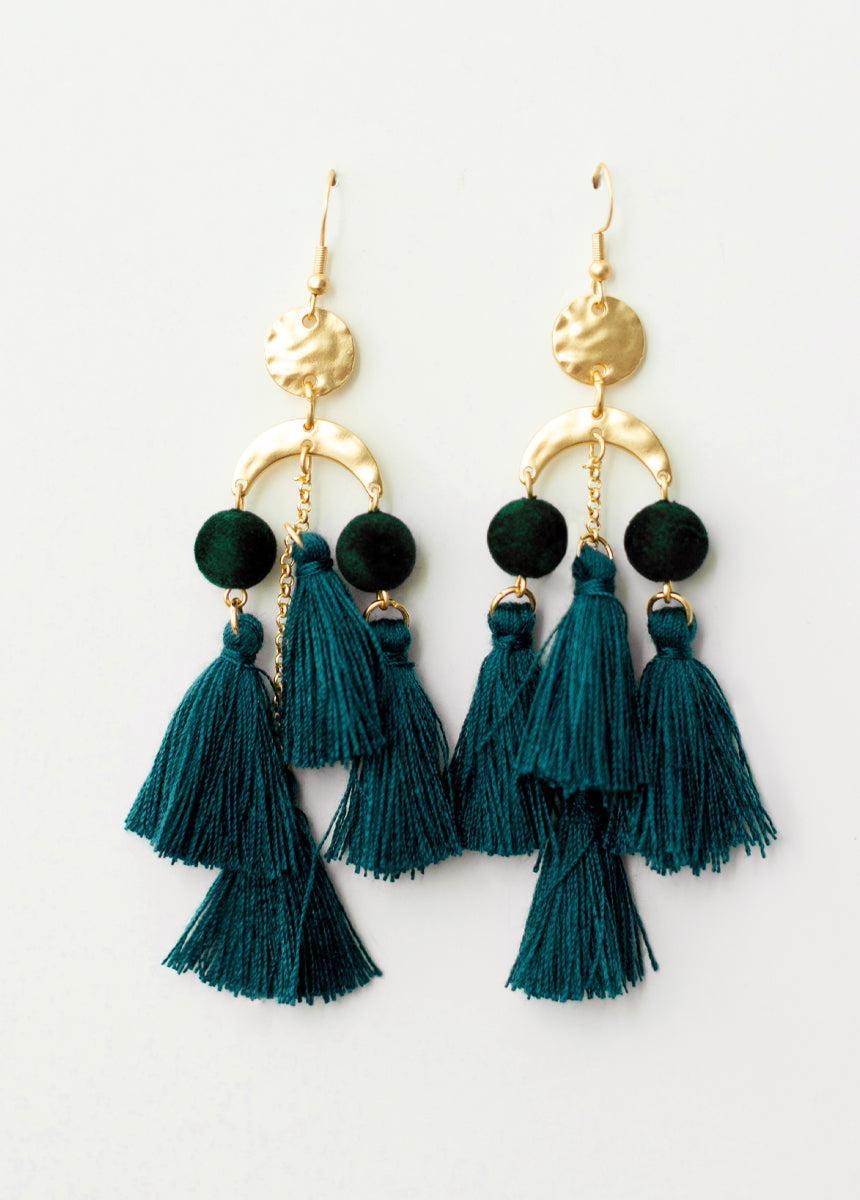 Pomlara Earrings in Deep Teal Product Image