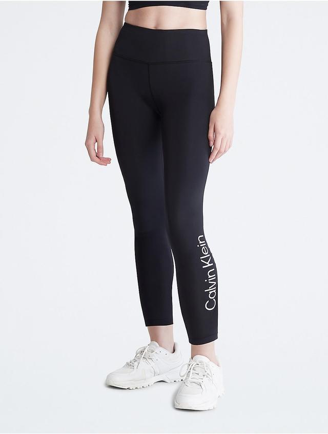 Calvin Klein Womens Performance CK Logo High Rise 7/8 Leggings - Black - L Product Image