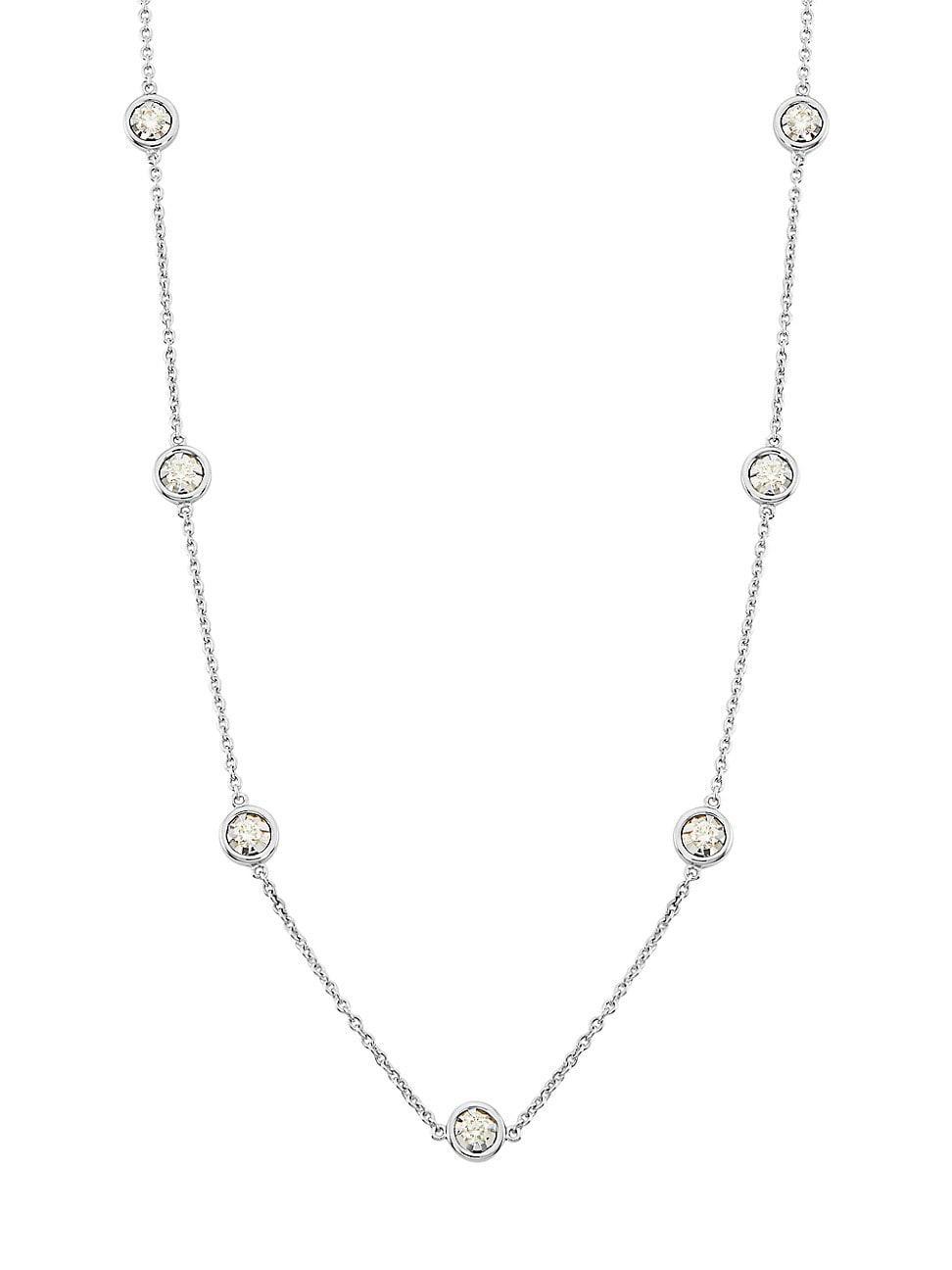 Womens 14K White Gold & 0.5 TCW Diamond Station Necklace Product Image