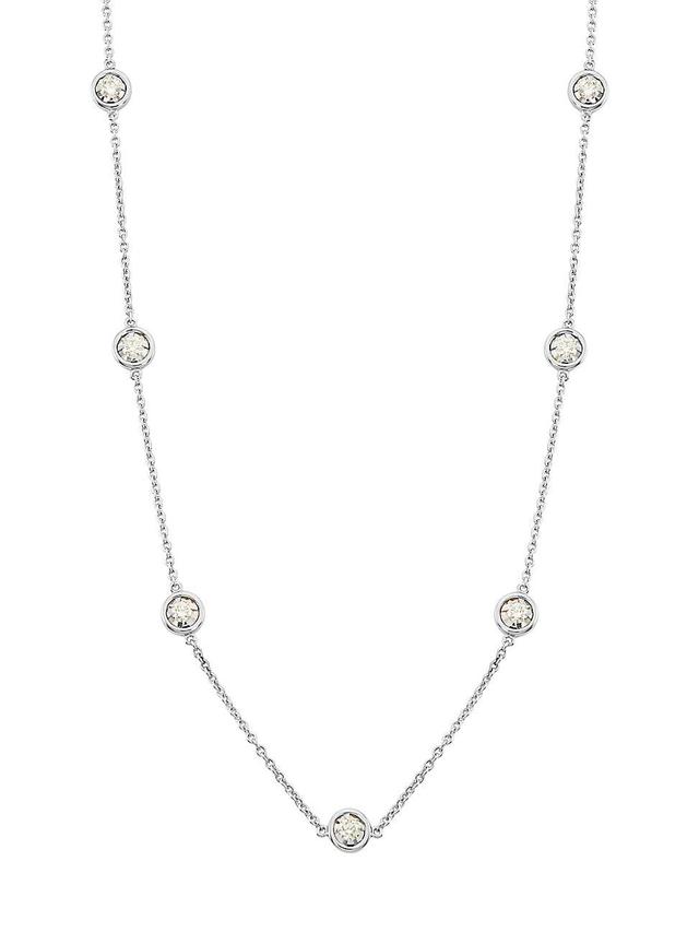 Womens 14K White Gold & 0.5 TCW Diamond Station Necklace Product Image