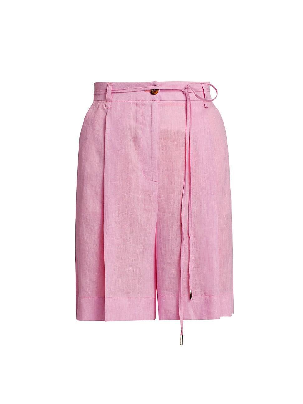 Womens Recinto Belted Linen Bermuda Shorts Product Image