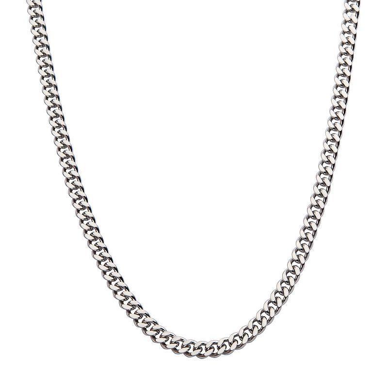 Stainless Steel 4 mm Curb Chain Necklace, Mens Silver Tone Product Image