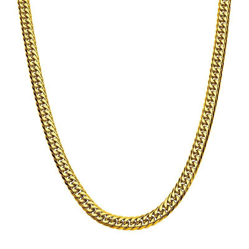 18k Gold Over Stainless Steel 8 mm Curb Chain Necklace, Mens Gold Tone Product Image