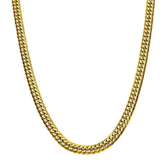 18k Gold Over Stainless Steel 8 mm Curb Chain Necklace, Mens Product Image