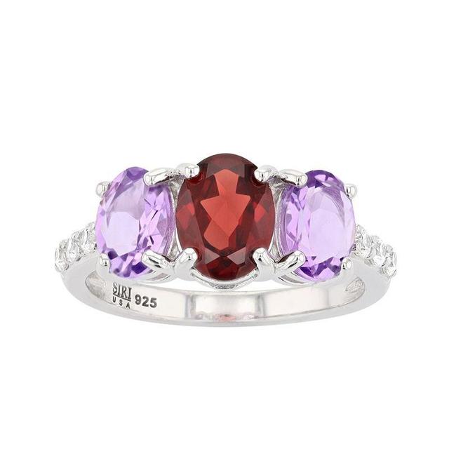 SIRI USA by TJM Sterling Silver Faceted Garnet & Amethyst Cubic Zirconia Accent Ring, Womens Product Image