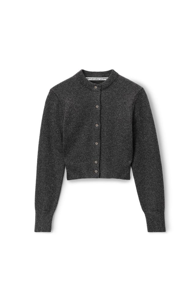 Crystal Hotfix Shrunken Cardigan In Wool Product Image