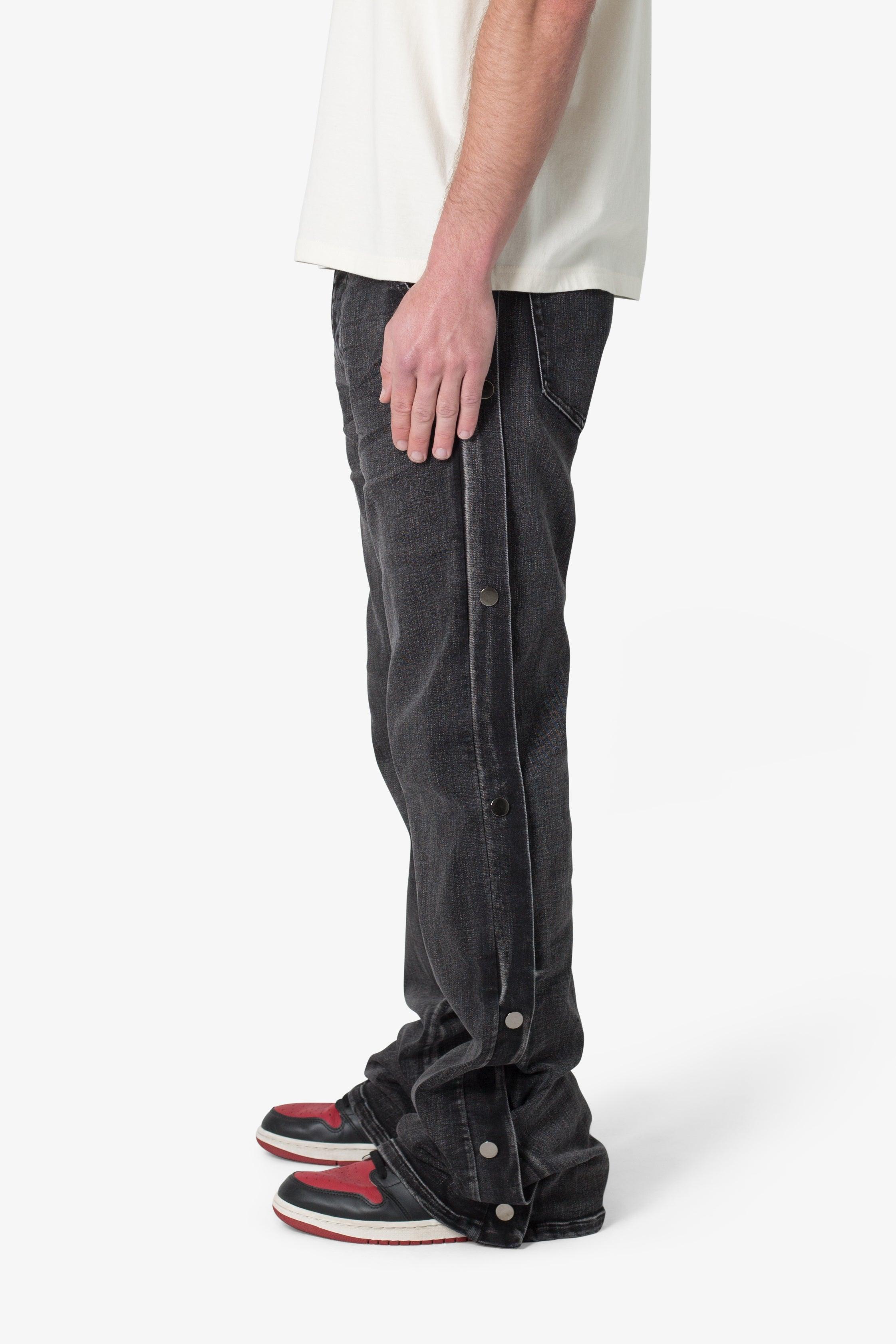 Snap Baggy Flare Denim - Black Product Image