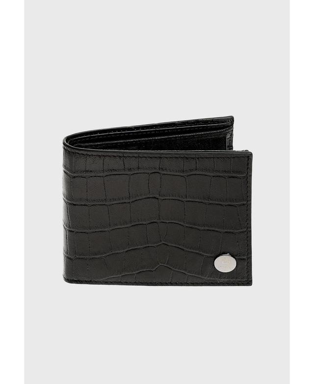 Mens Genuine Leather Crocodile Pattern Overflap Wallet - Crocodile pattern black Product Image