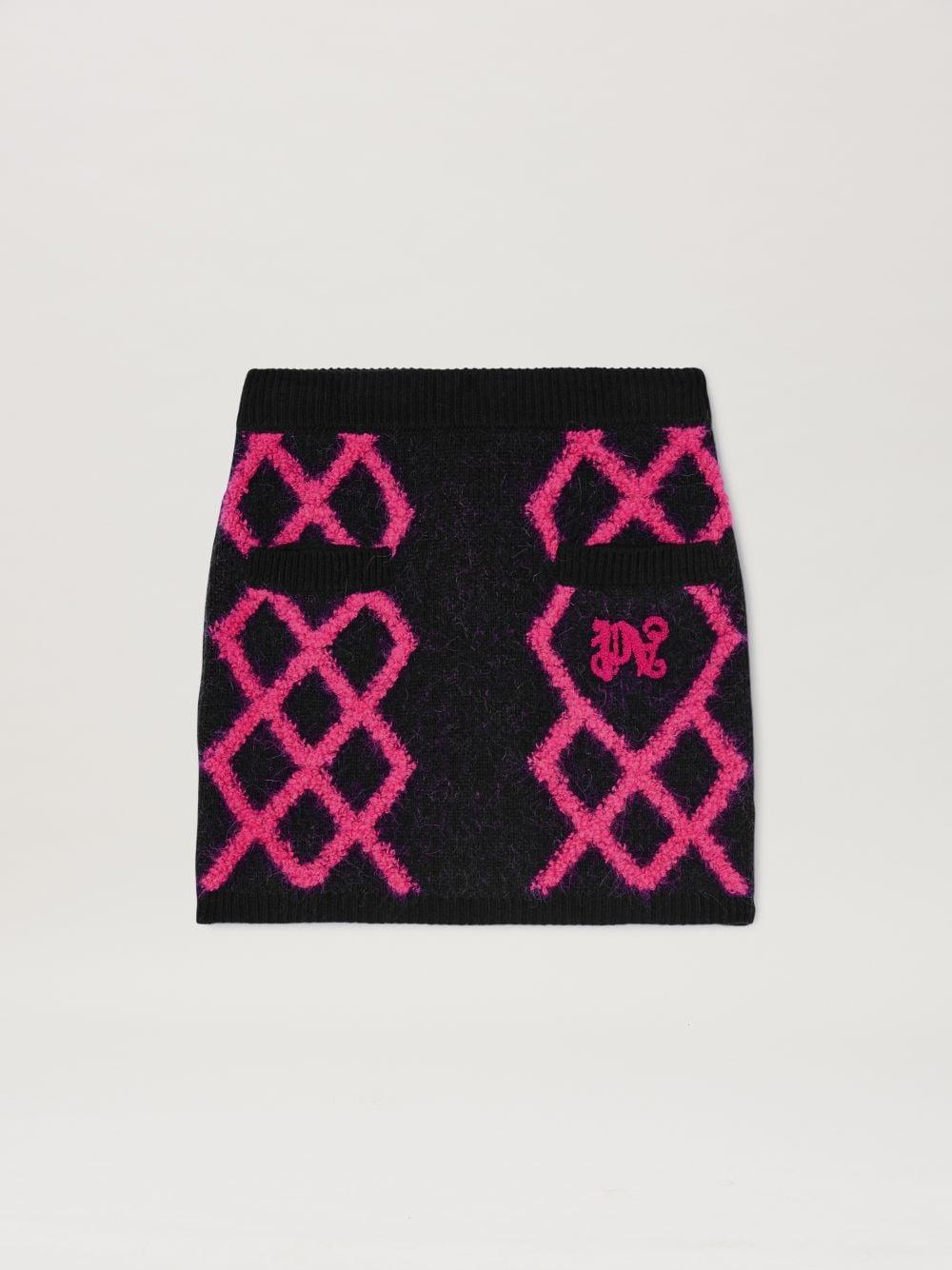 MONOGRAM ARGYLE Mini Skirt in blue  - Palm Angels® Official  Product Image