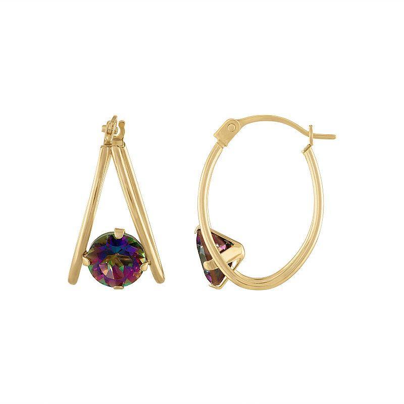 Designs by Gioelli 14k Gold Gemstone Capture Hoop Earrings, Womens, Purple Product Image