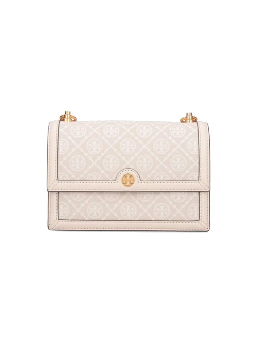 T Monogram Small Shoulder Bag In White Product Image