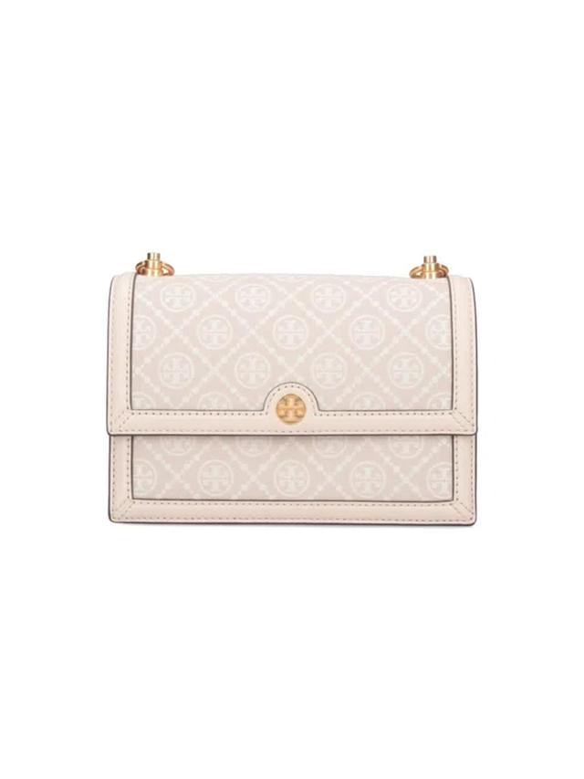 T Monogram Small Shoulder Bag In White Product Image