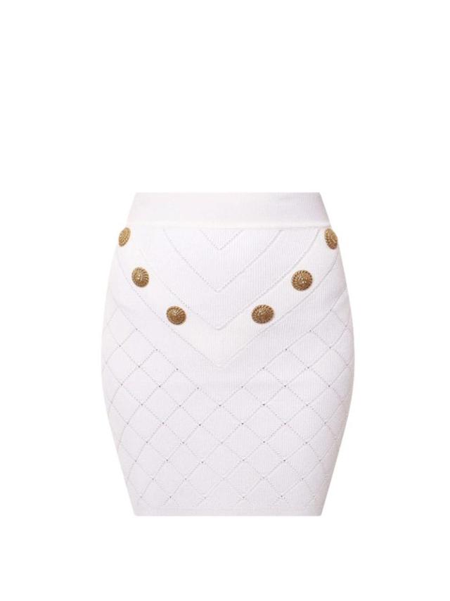 Knit Skirt With Rhombus Motif In White Product Image