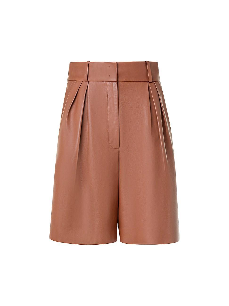 Womens Finnick Leather Pleated Bermuda Shorts product image