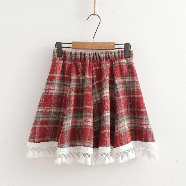 High Waist Plaid Mini A-Line Skirt Product Image