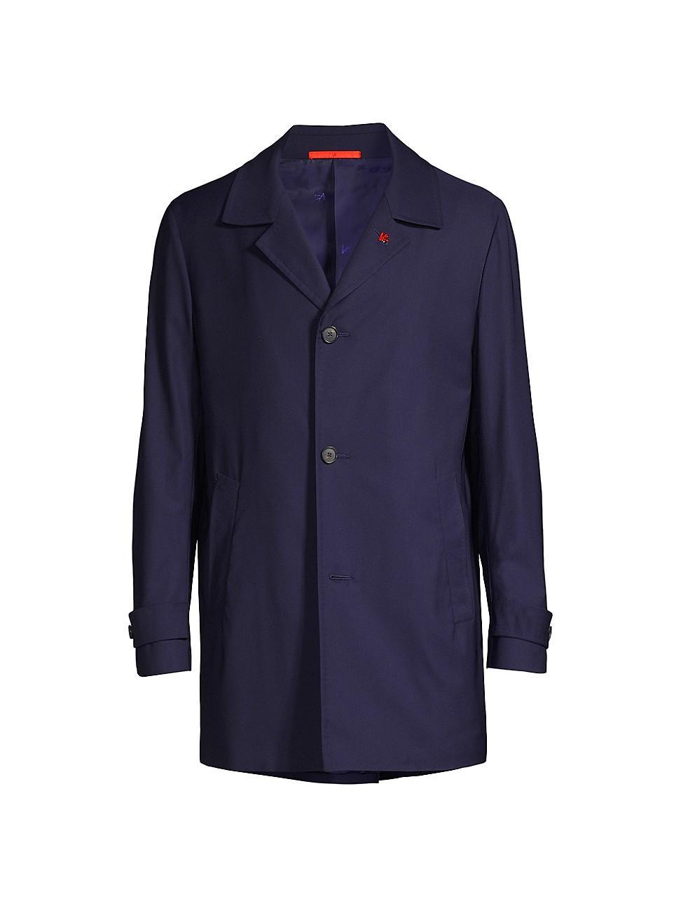 Mens Wool-Blend Longline Rain Coat Product Image