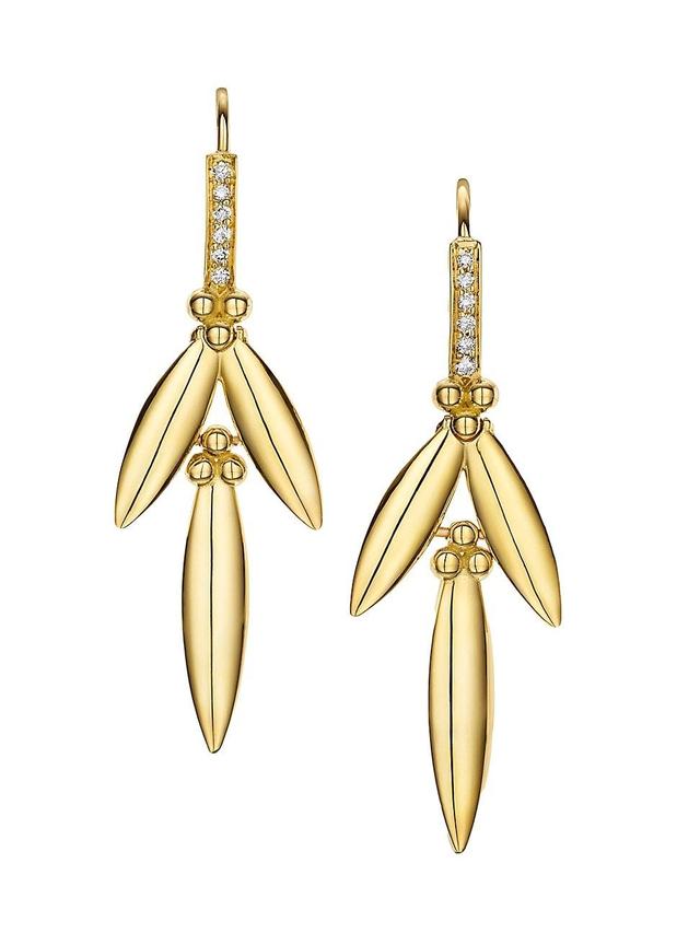 Womens Vine 18K Yellow Gold & Diamond Drop Earrings Product Image