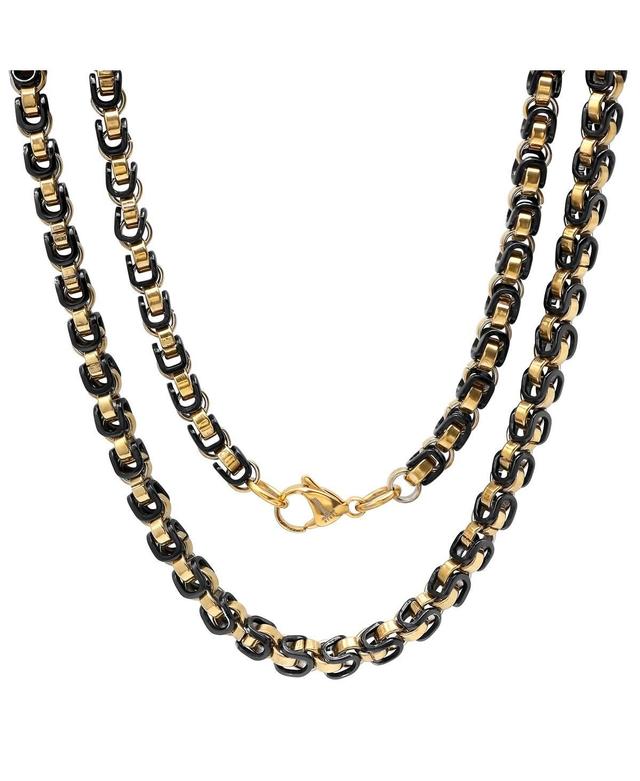 Steeltime Mens black Ip and 18k gold Plated Stainless Steel 24 Byzantine Chain Necklaces Product Image