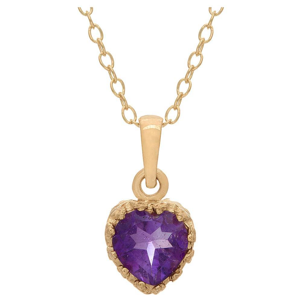 Designs by Gioelli 14k Gold Over Silver Amethyst Heart Crown Pendant, Womens Purple Product Image