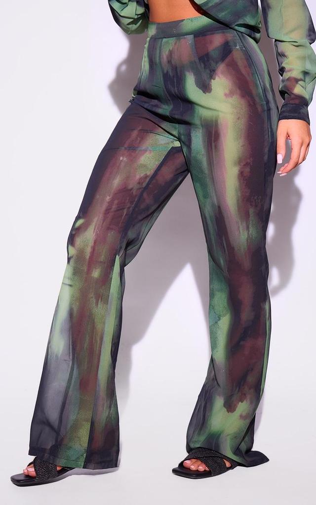 Green Grunge Print Beach Flares Product Image