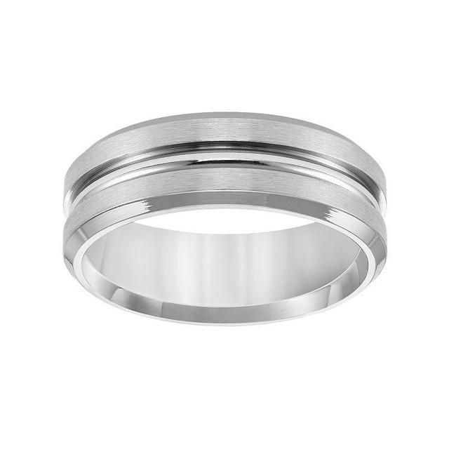 AXL Stainless Steel Groove Mens Wedding Band Grey Product Image