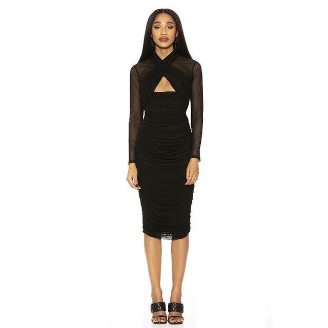 Womens ALEXIA ADMOR Front Cutout Ruched Midi Dress Product Image