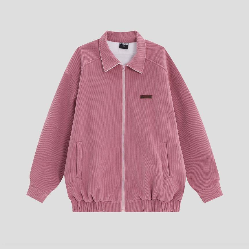 Collared Corduroy Zip-Up Jacket Product Image