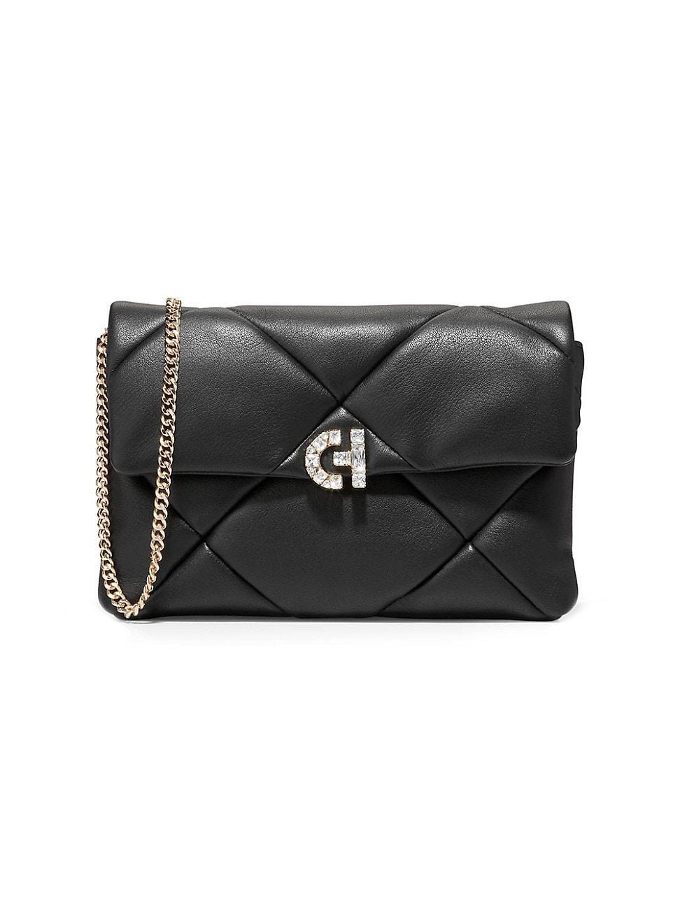 Womens Crystal Quilted Leather Clutch Product Image