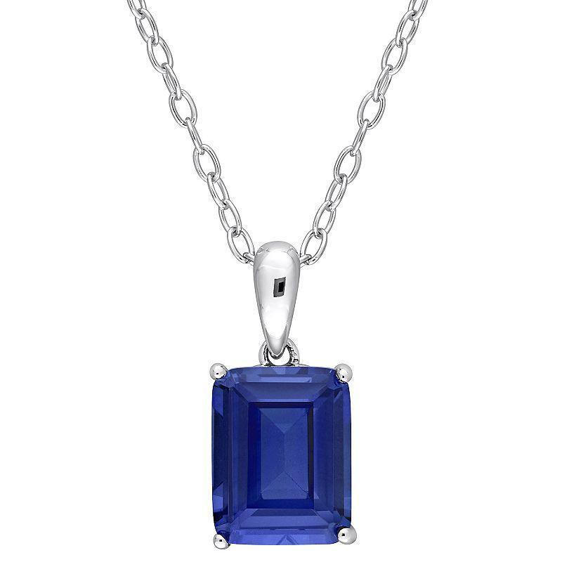 Stella Grace Sterling Silver & Gemstone Stud Pendant Necklace, Womens Blue Product Image