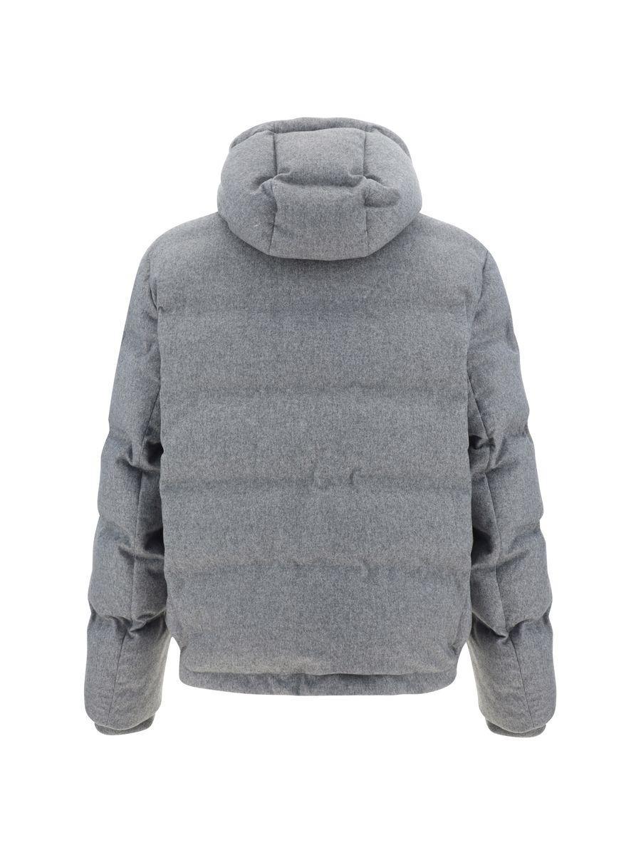 Quilted Hooded Down Jacket In Light Grey Product Image