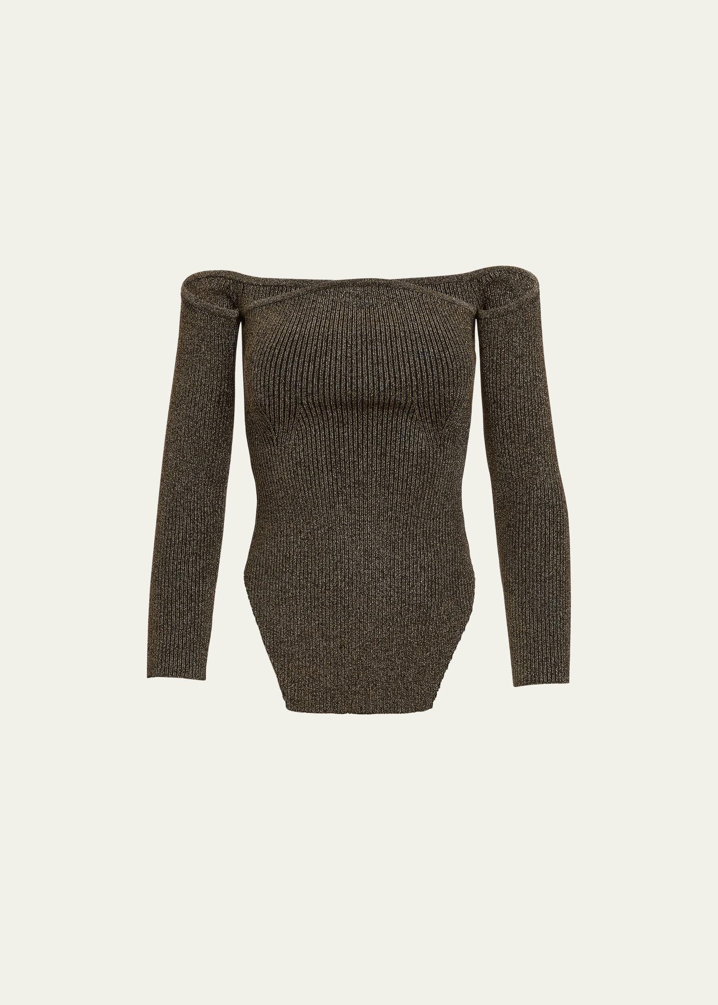 Womens Maria Glittery Off-The-Shoulder Sweater Product Image