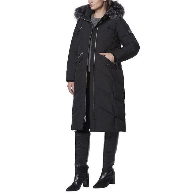 Womens Andrew Marc Marc New York Chevron Quilted Hooded Long Coat Product Image