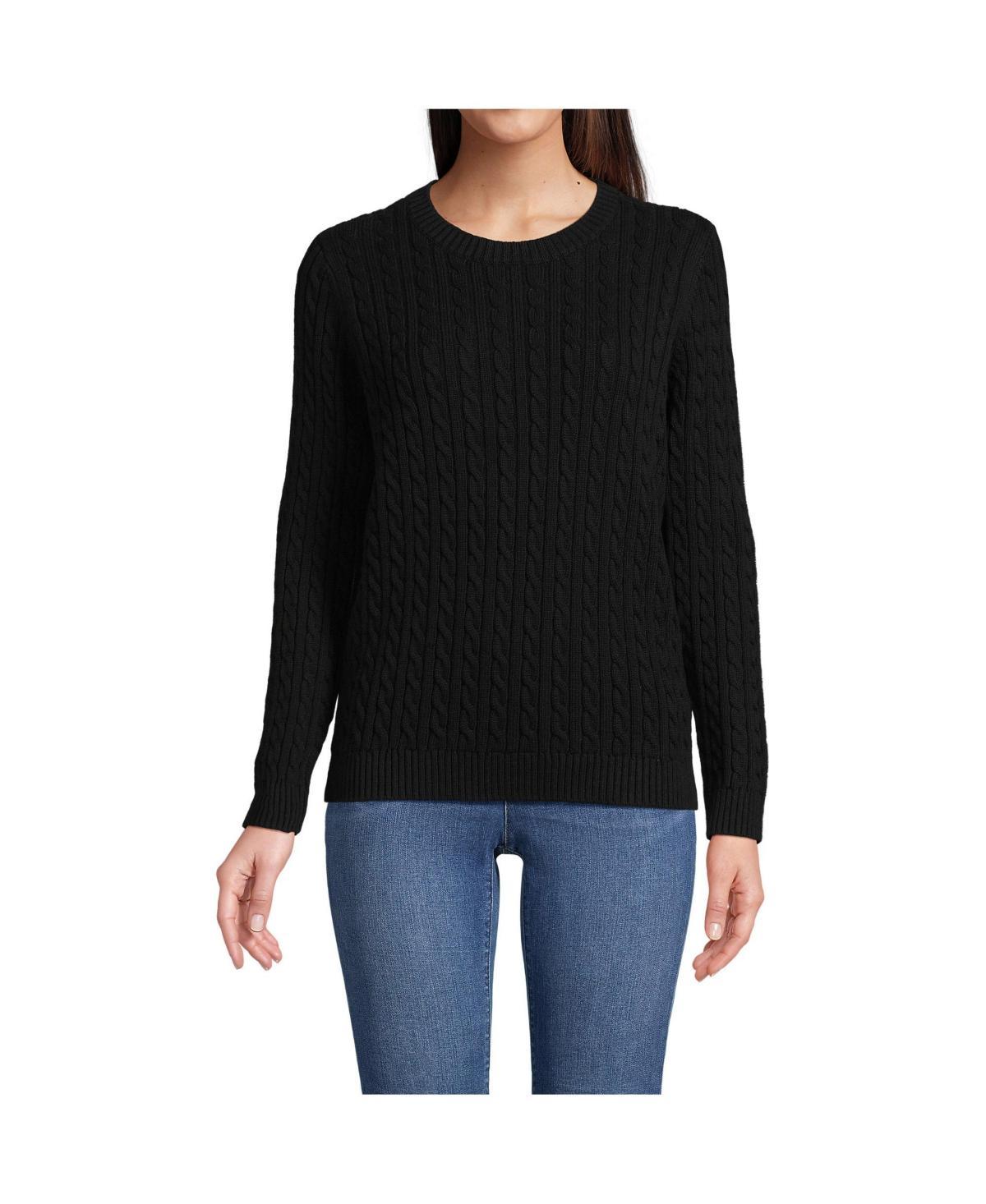 Lands End Womens Drifter Cable Crew Neck Sweater - Navy Product Image