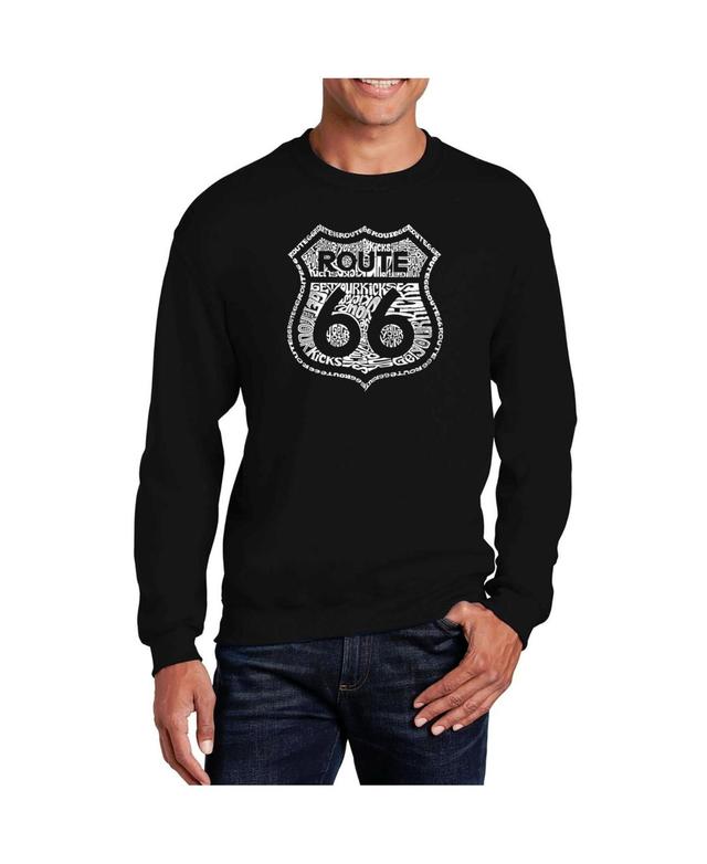 La Pop Art Mens Word Art Get Your Kicks On Route 66 Crewneck Sweatshirt Product Image