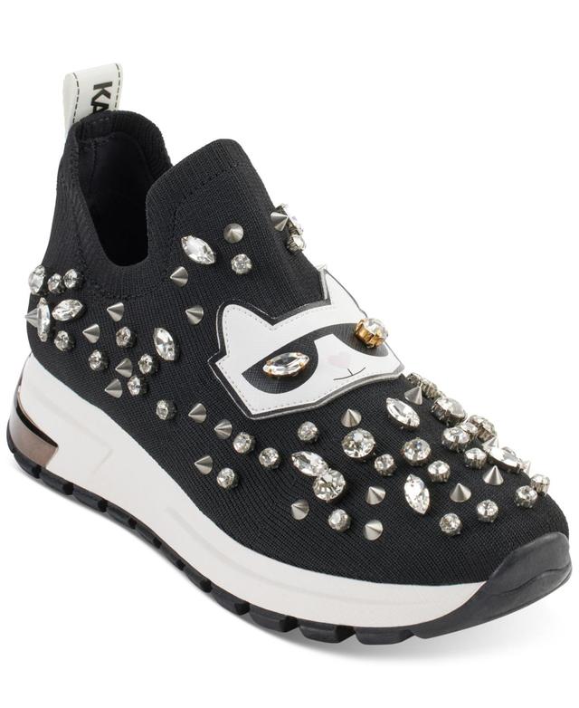 Karl Lagerfeld Paris Womens Malna Embellished Pull-On Sneakers Product Image