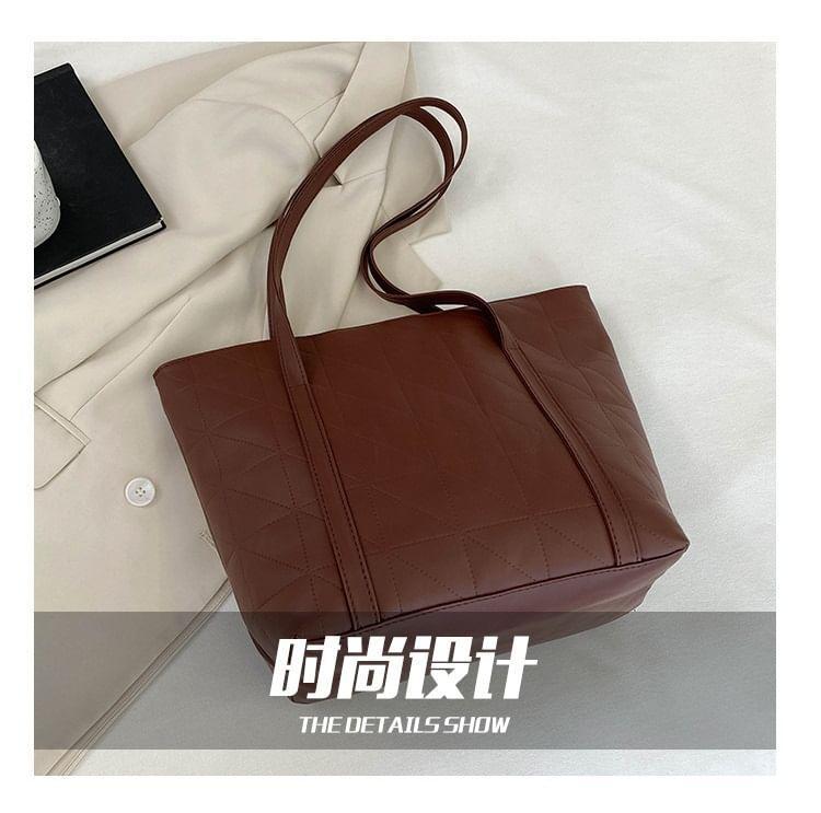 Plain Faux Leather Tote Bag Product Image