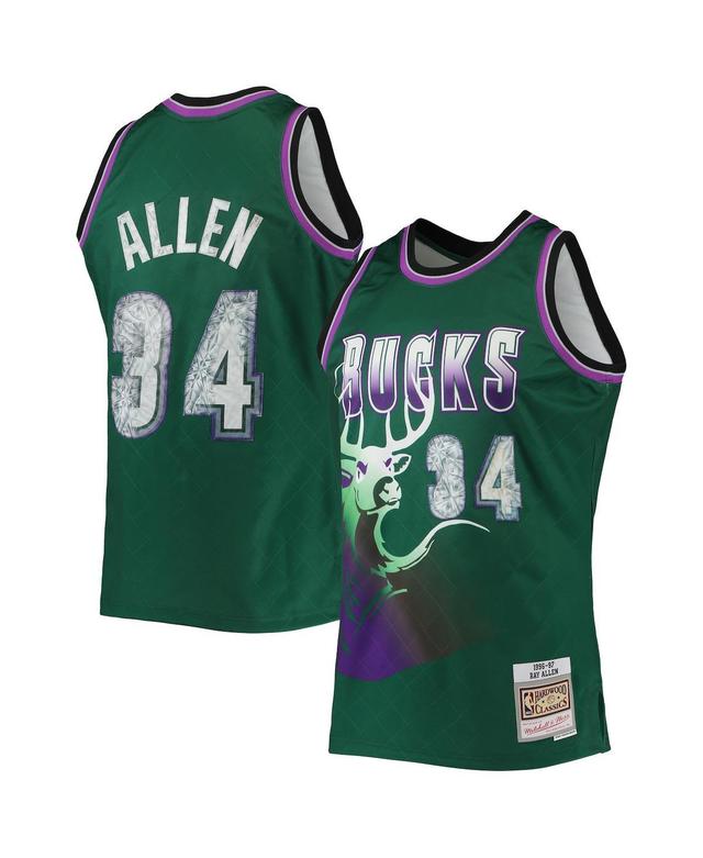 Mens Ray Allen Green Milwaukee Bucks 1996-97 Hardwood Classics 75th Anniversary Diamond Swingman Jersey - Green Product Image