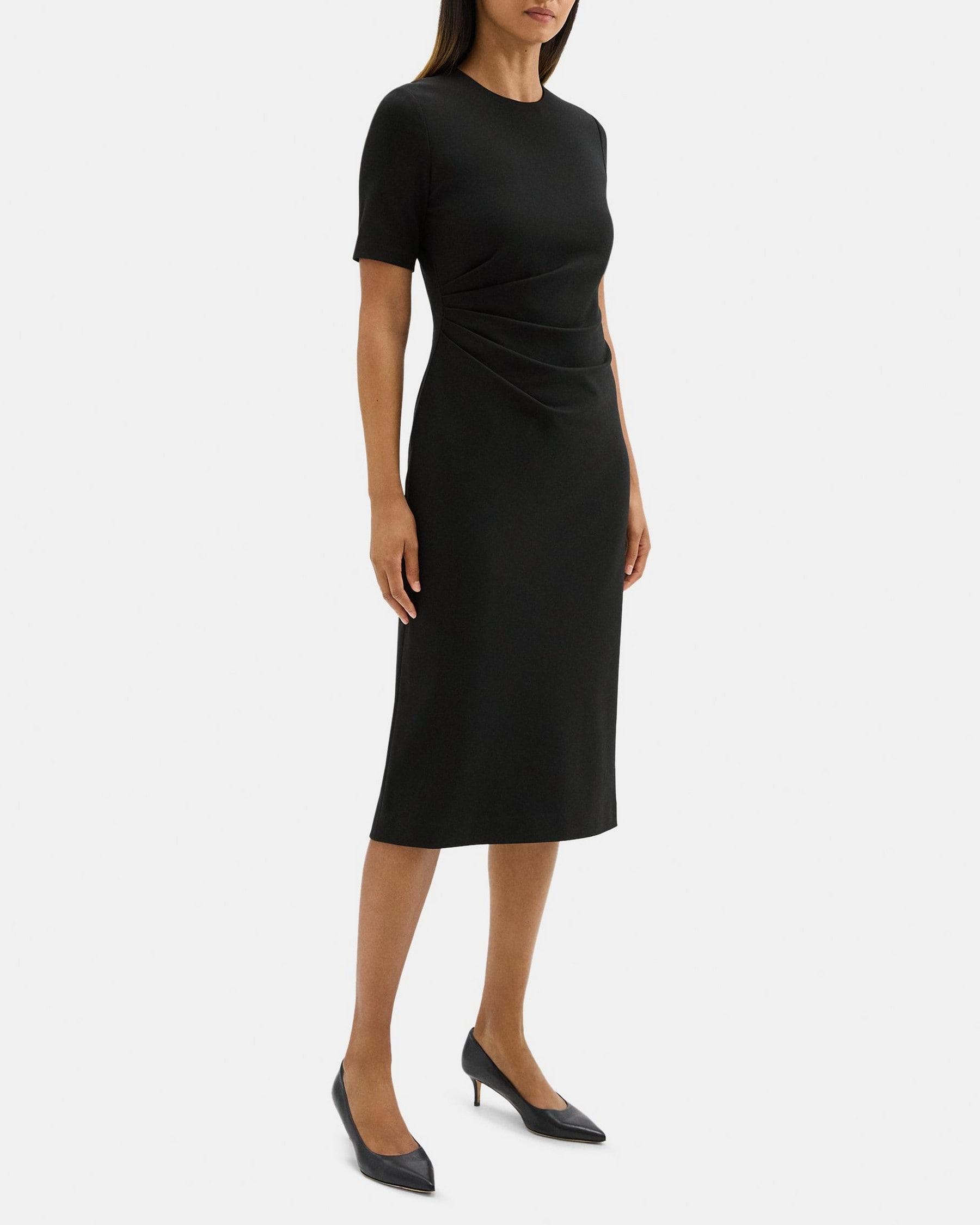 Gathered Sheath Dress in Stretch Knit Ponte Product Image