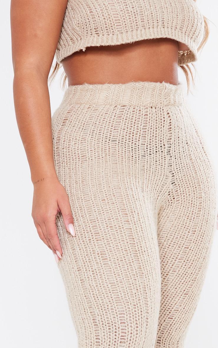 Shape Oatmeal Knit High Waist Flare Pants Product Image