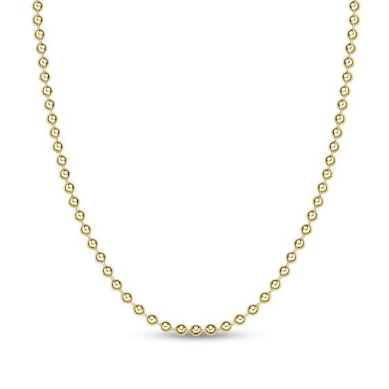 Men's 4.0mm Bead Gold-Tone Chain Necklace in Solid Stainless Steel with Yellow Ion-Plate - 30" Product Image