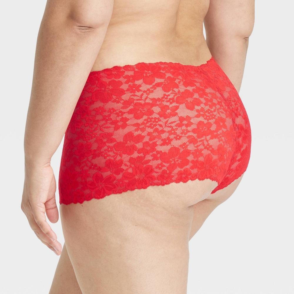 Womens Allover Lace Boy Shorts - Auden Wowzer Red XL Product Image