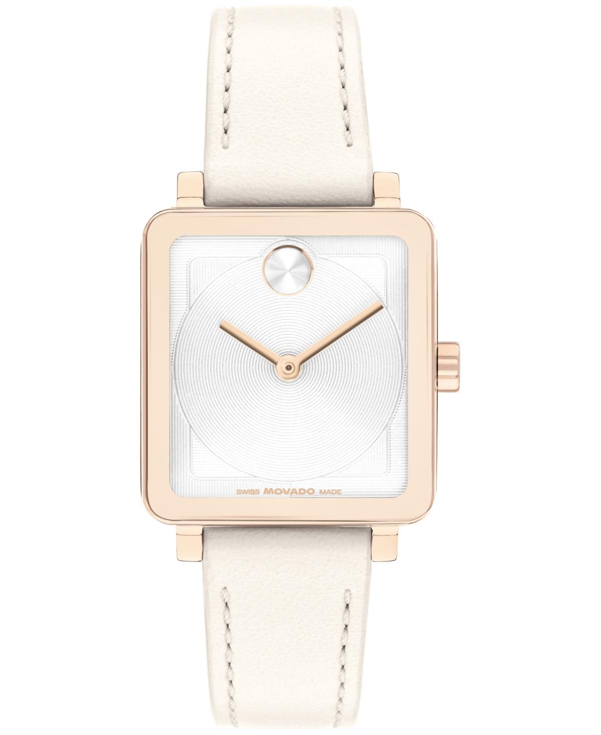 Movado Womens Bold Evolution 2.0 Swiss Quartz White Leather Watch 26mm - White Product Image